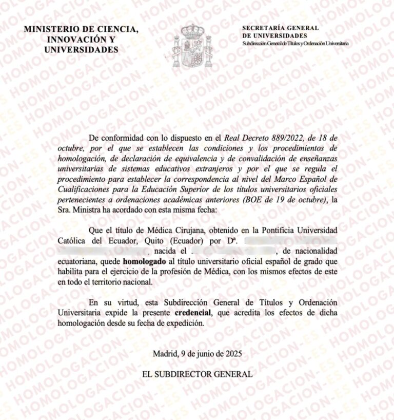 HOMOLOGACIÓN DE TÍTULO EN ESPAÑA